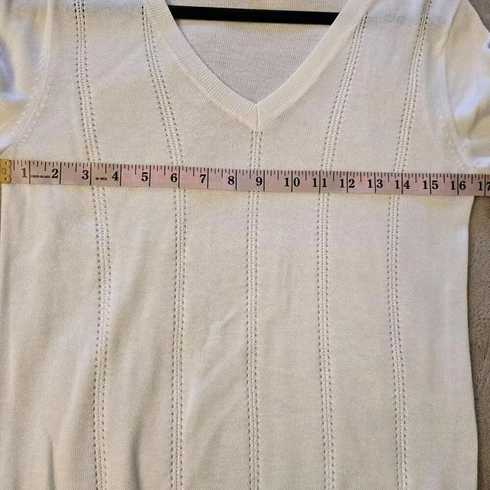 Banana Republic Women's Sweater Pullover 3/4 Sleeve White Size S Lightweight